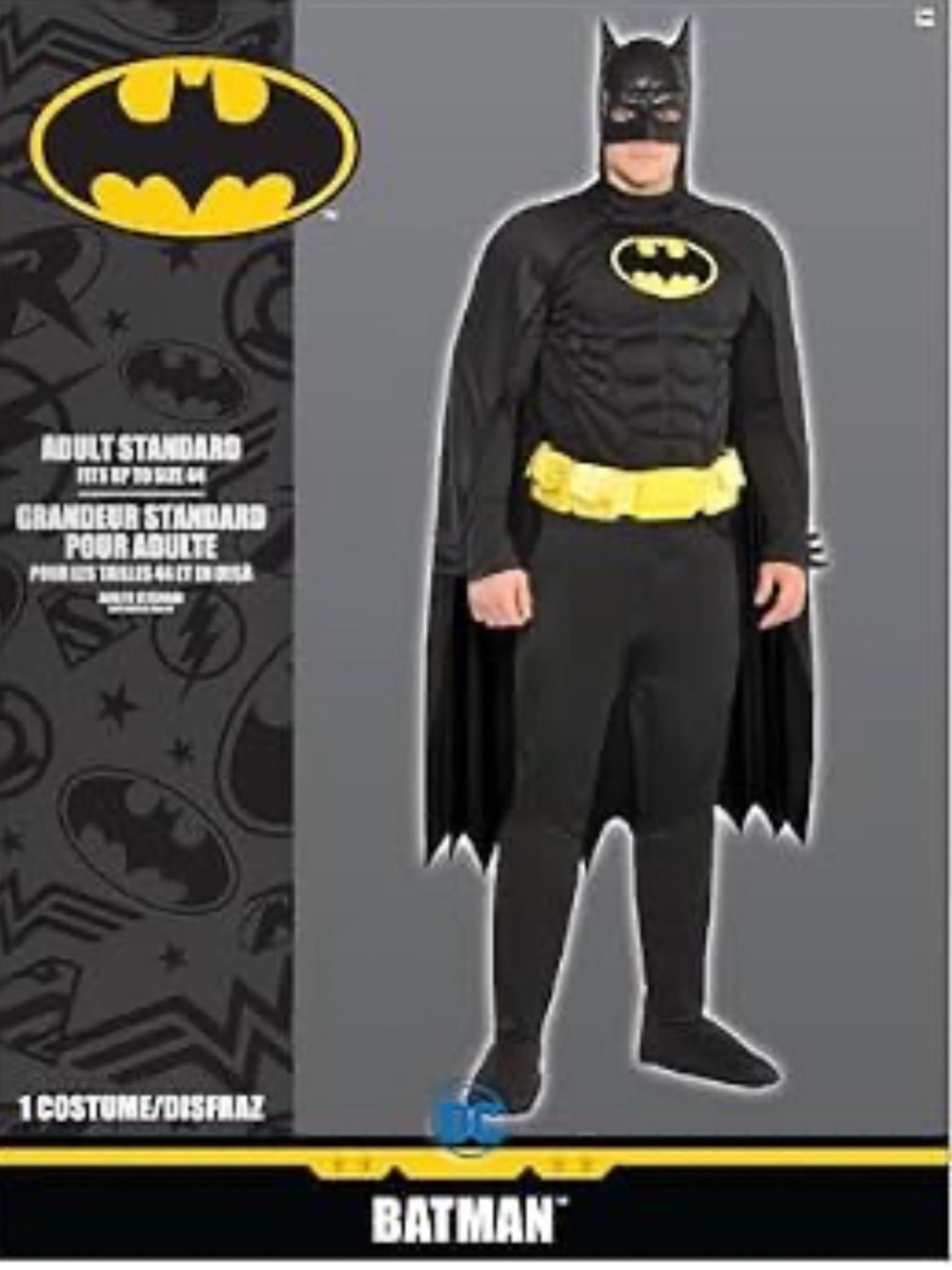 Rubie's DC Comics Batman Adult Costume Standard Size up to 44 NWT